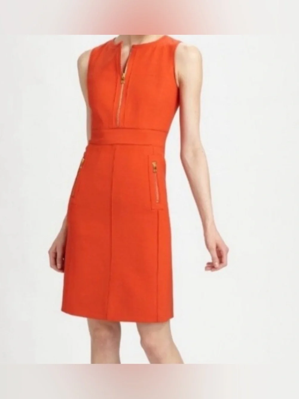 Tory Burch Mariel orange wool blend sheath knee length dress